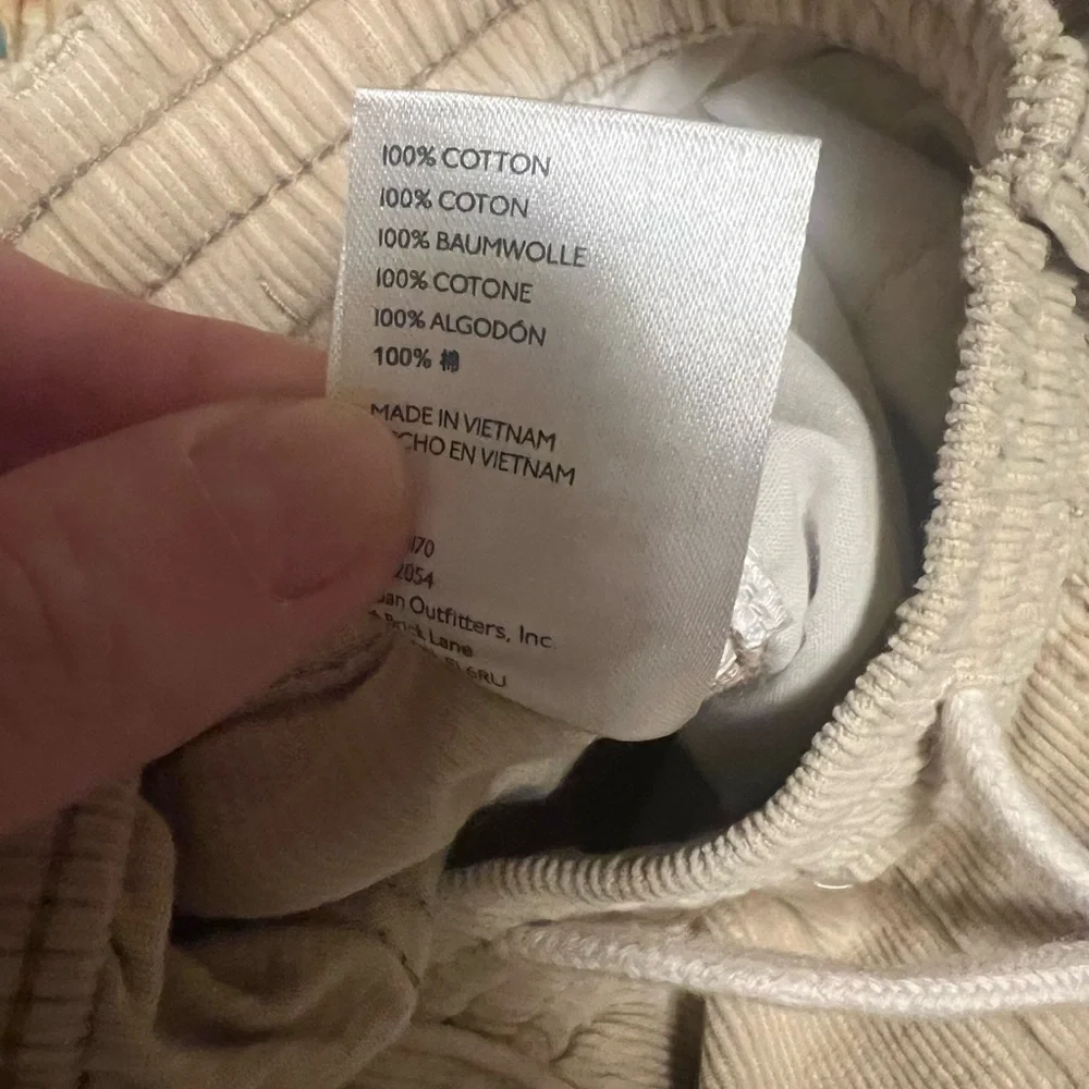 BDG Tan Corduroy Pull On Pants Drawstring Carpenter Pockets Size Small S